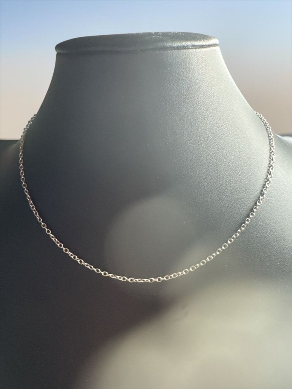 Silver Chain Necklace 18” Lobster Clasp, Dainty Minimalist Link Chain, Unisex Je